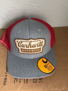 Carhartt Grey Front Red Mesh Trucker Hat